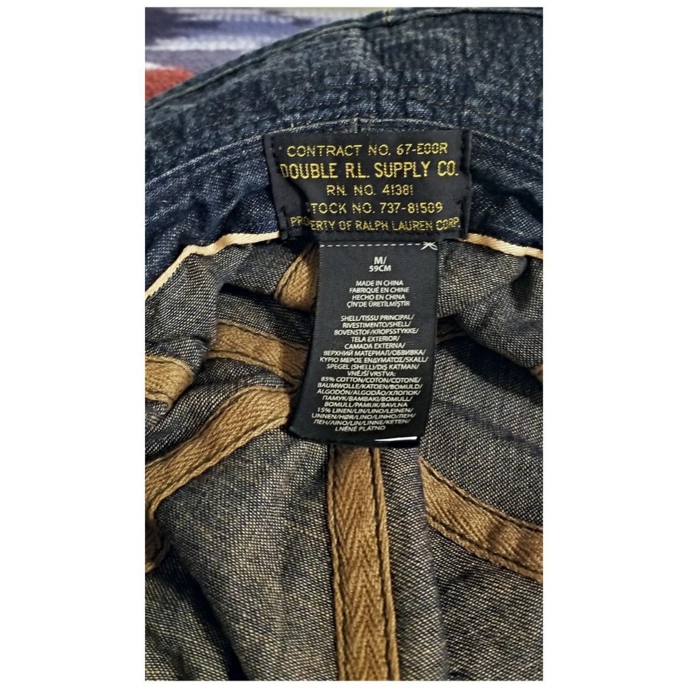 DOUBLE RL RALPH LAUREN RRL SELVEDGE DENIM BUCKET HAT- SIZE MEDIUM (59CM) - Picture 7 of 7